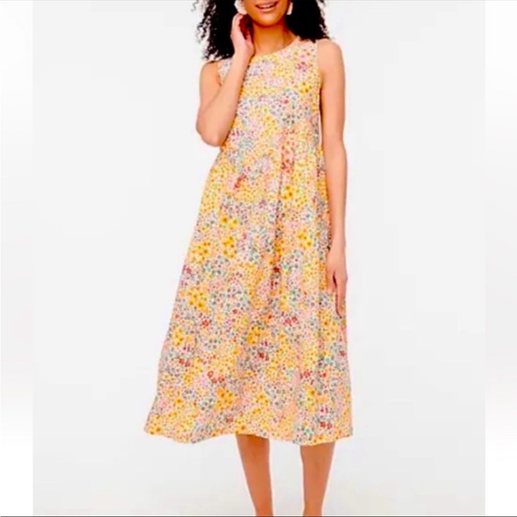 J. Crew Dresses & Skirts - J. Crew Cotton Ditsy Floral Tiered Midi Dress 2